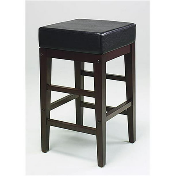 Faux Leather Seat 25H Square Bar Wood Counter Stool ES25VS3 Backless Chair